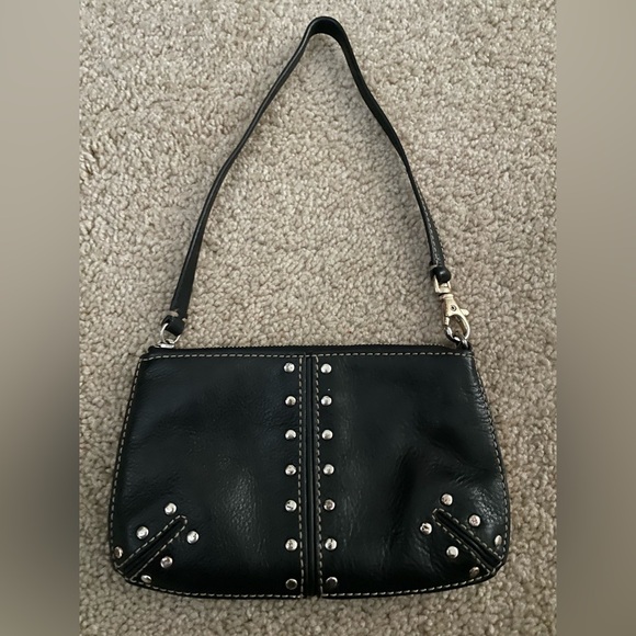 Handbags - Michael Kors Black Studded Leather Shoulder/Wristlet Bag